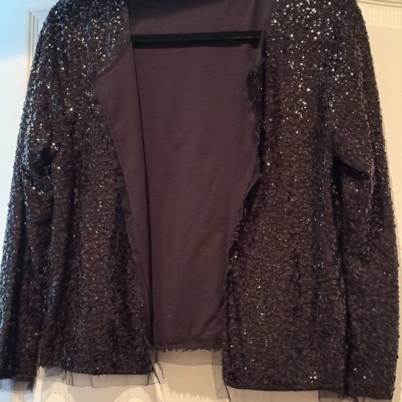 JCrew | Sequin Cotton Open Cardigan | Black | Size: M - Picture 15 of 15